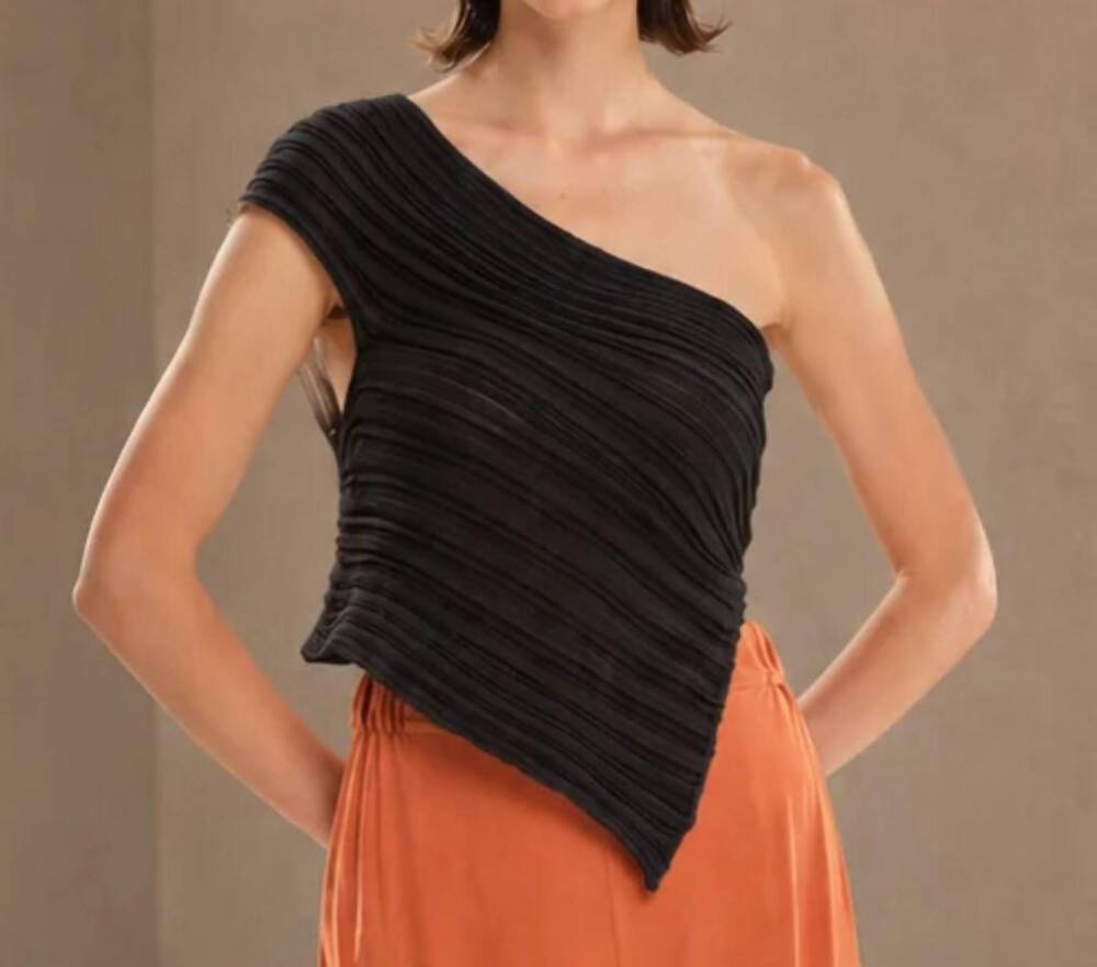 NEW KOURBELA one-shoulder knitted sleeveless top in black